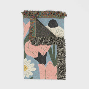 Abstract Floral Woven Blanket
