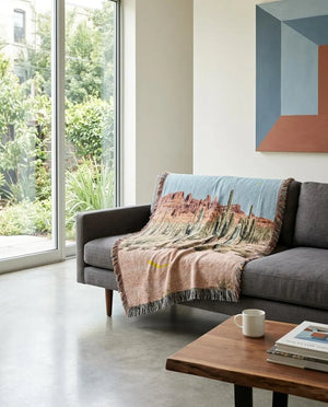 Cactus Desert Woven Blanket Southwest Throw