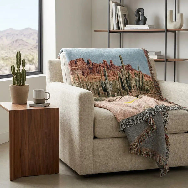 Cactus Desert Woven Blanket Southwest Throw