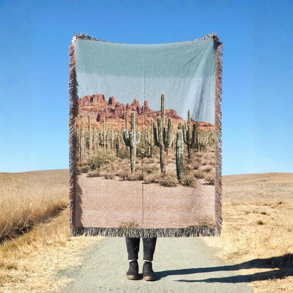 Cactus Desert Woven Blanket Southwest Throw