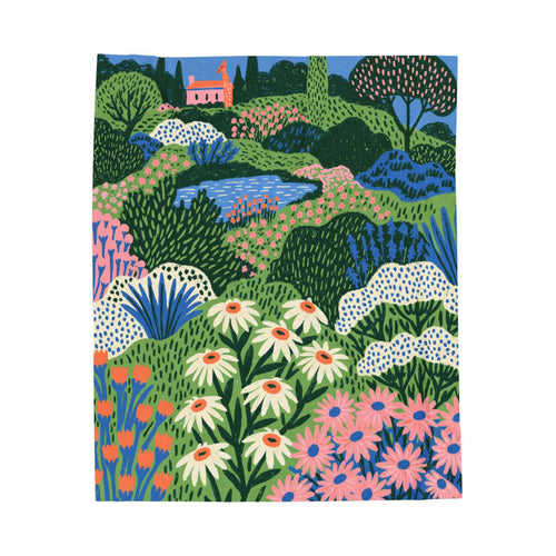 Abstract Floral Woven Blanket Colorful