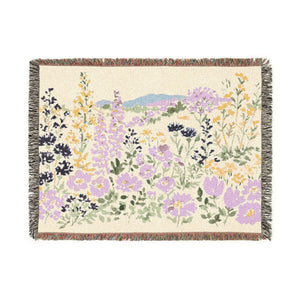 Pastel Wildflower Scene Woven Blanket