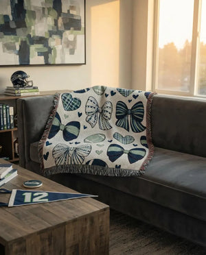 Emerald Blue Seattle Football Woven Blanket