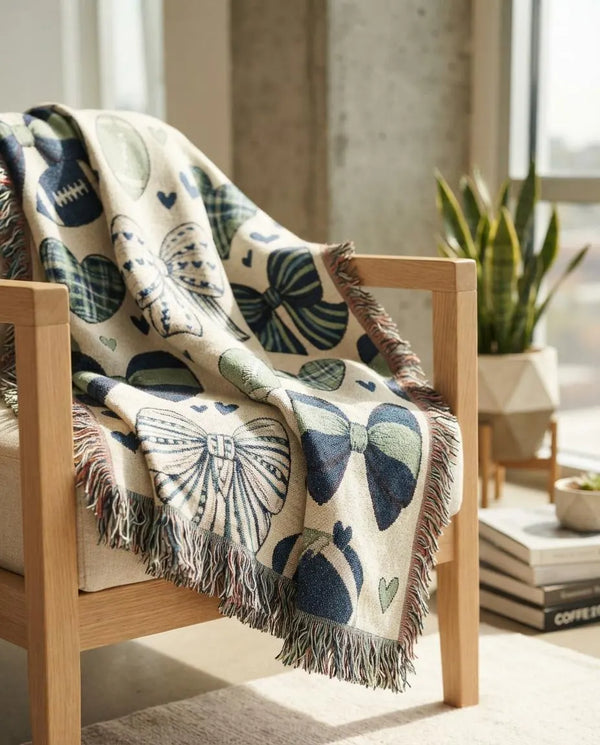Emerald Blue Seattle Football Woven Blanket