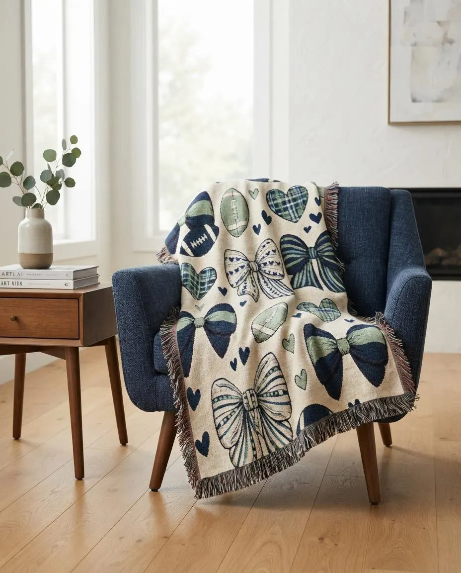 Emerald Blue Seattle Football Woven Blanket
