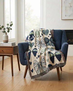 Emerald Blue Seattle Football Woven Blanket