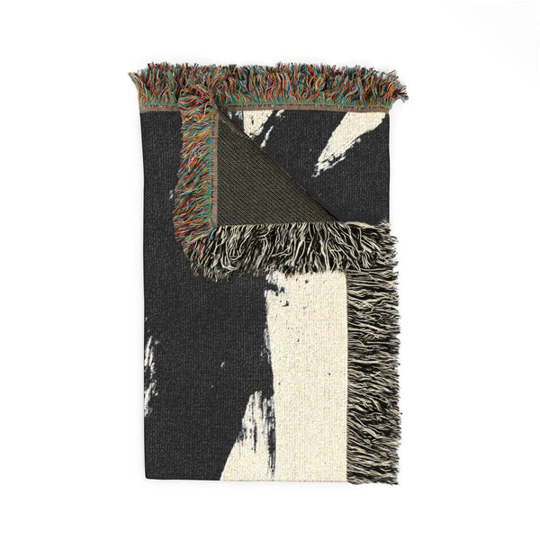 Black Bear Woven Blanket Rustic Cabin Throw