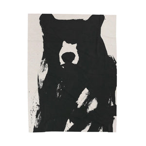 Black Bear Woven Blanket Rustic Cabin Throw