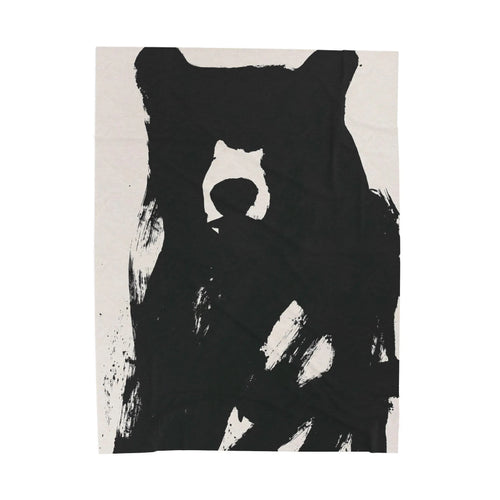 Black Bear Woven Blanket Rustic Cabin Throw