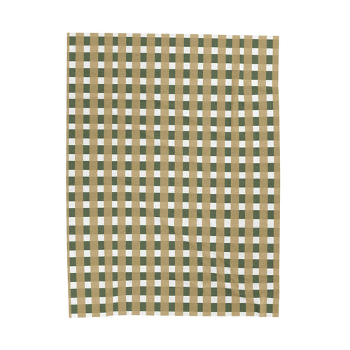 Olive Green Camel Plaid Woven Blanket Cozy