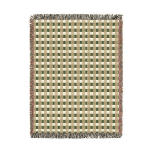Olive Green Camel Plaid Woven Blanket Cozy