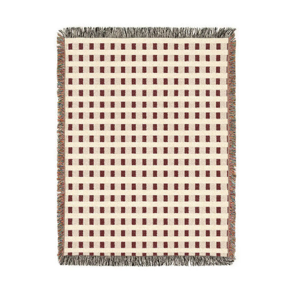 Burgundy Cream Plaid Woven Blanket Christmas Throw