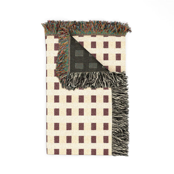 Burgundy Cream Plaid Woven Blanket Christmas Throw