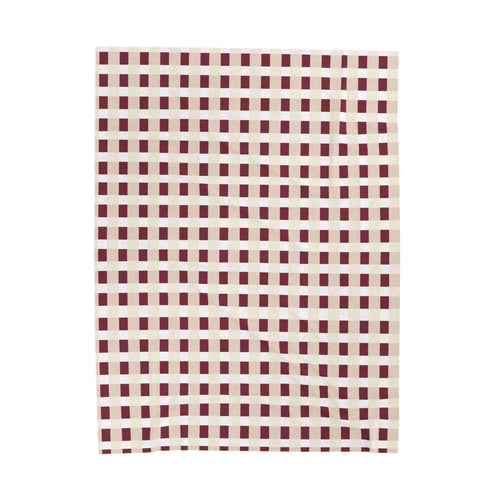 Burgundy Cream Plaid Woven Blanket Christmas Throw