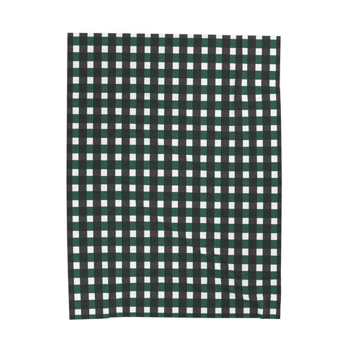 Forest Green Black Plaid Woven Blanket