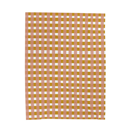 Burnt Orange Cream Plaid Woven Blanket