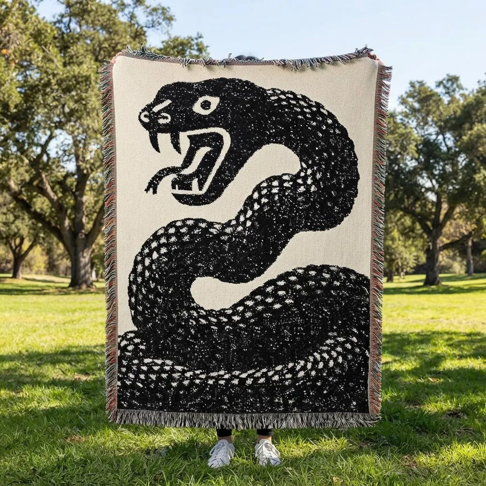 Eclectic Drawn Snake Woven Blanket