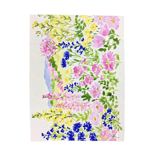 Pastel Wildflower Scene Woven Blanket