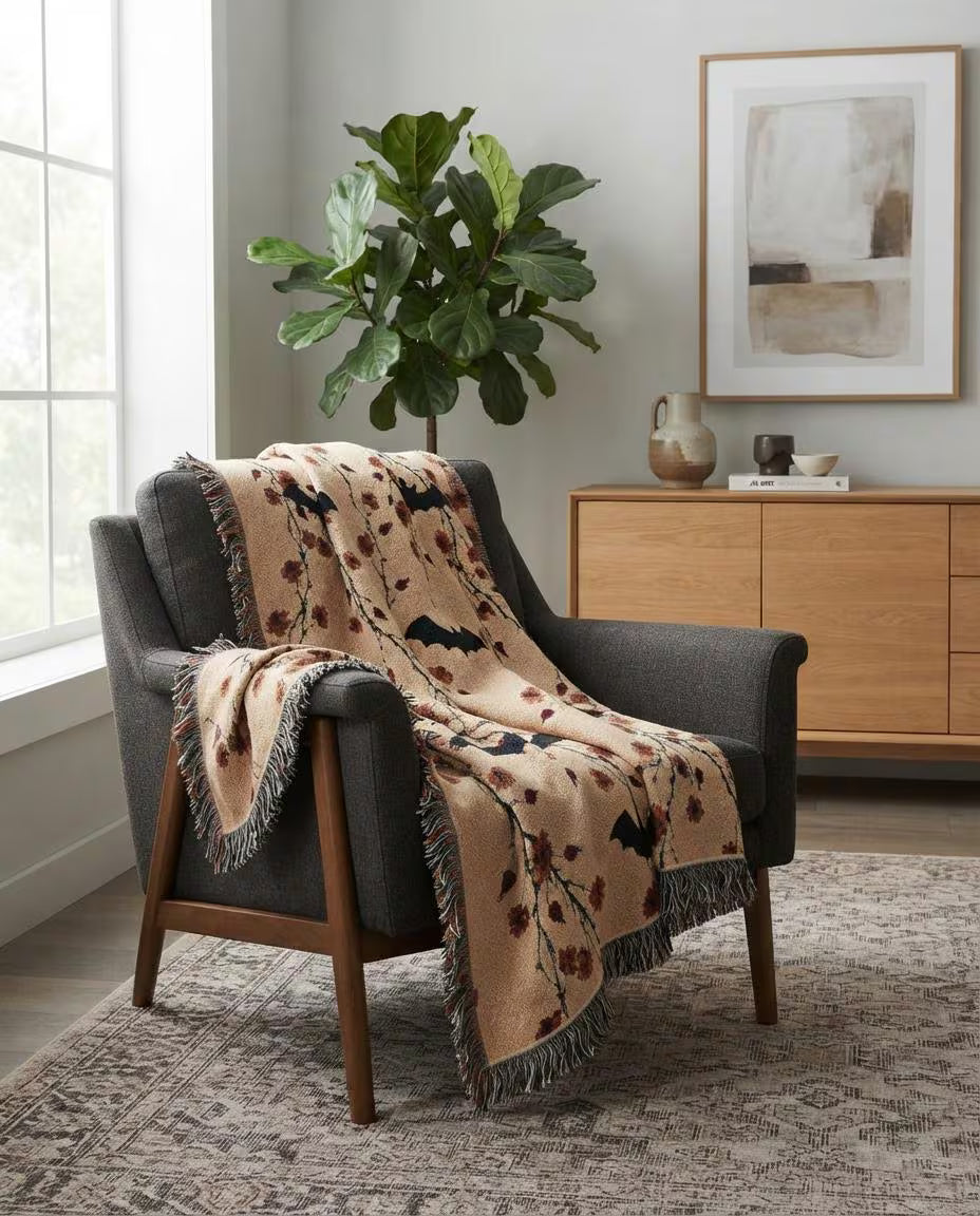Halloween Floral Woven Blanket
