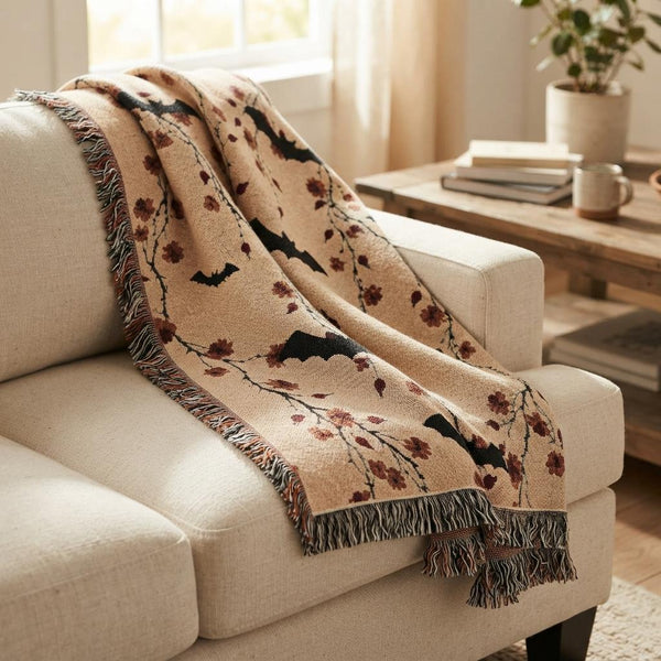 Halloween Floral Woven Blanket Tiny Flowers