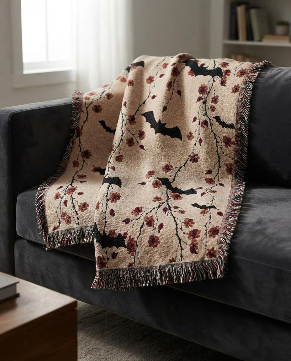 Halloween Floral Woven Blanket Tiny Flowers