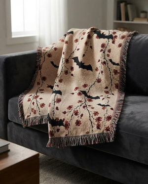 Halloween Floral Woven Blanket Tiny Flowers