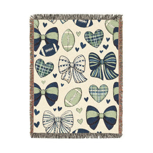 Emerald Blue Seattle Football Woven Blanket