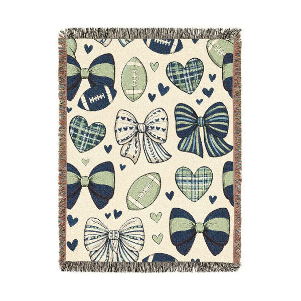 Emerald Blue Seattle Football Woven Blanket