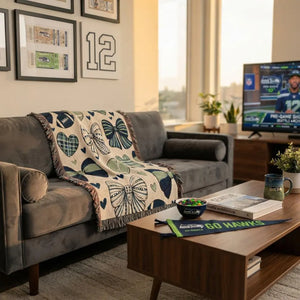 Emerald Blue Seattle Football Woven Blanket