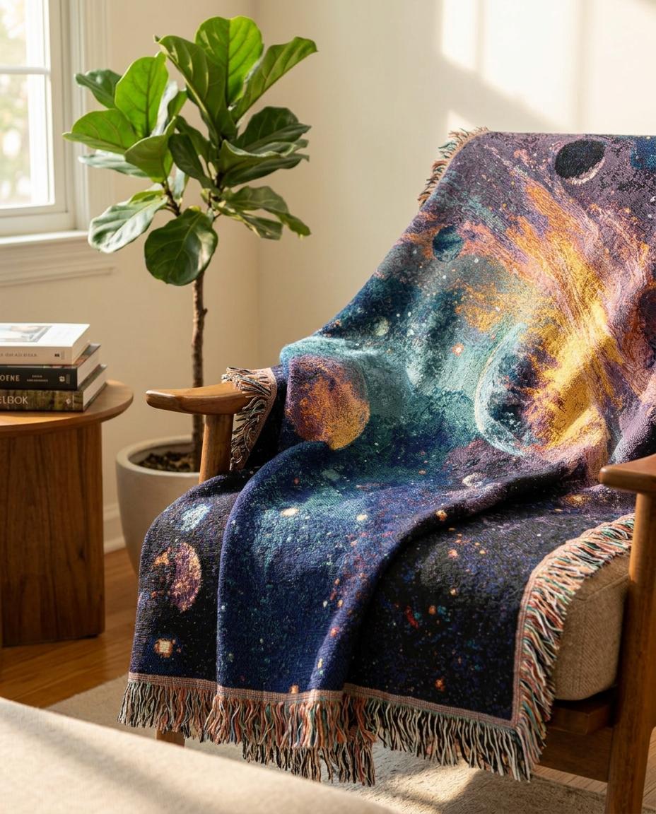 Cosmic Planet Woven Blanket Celestial