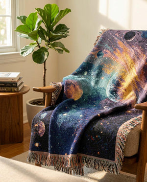 Cosmic Planet Woven Blanket Celestial