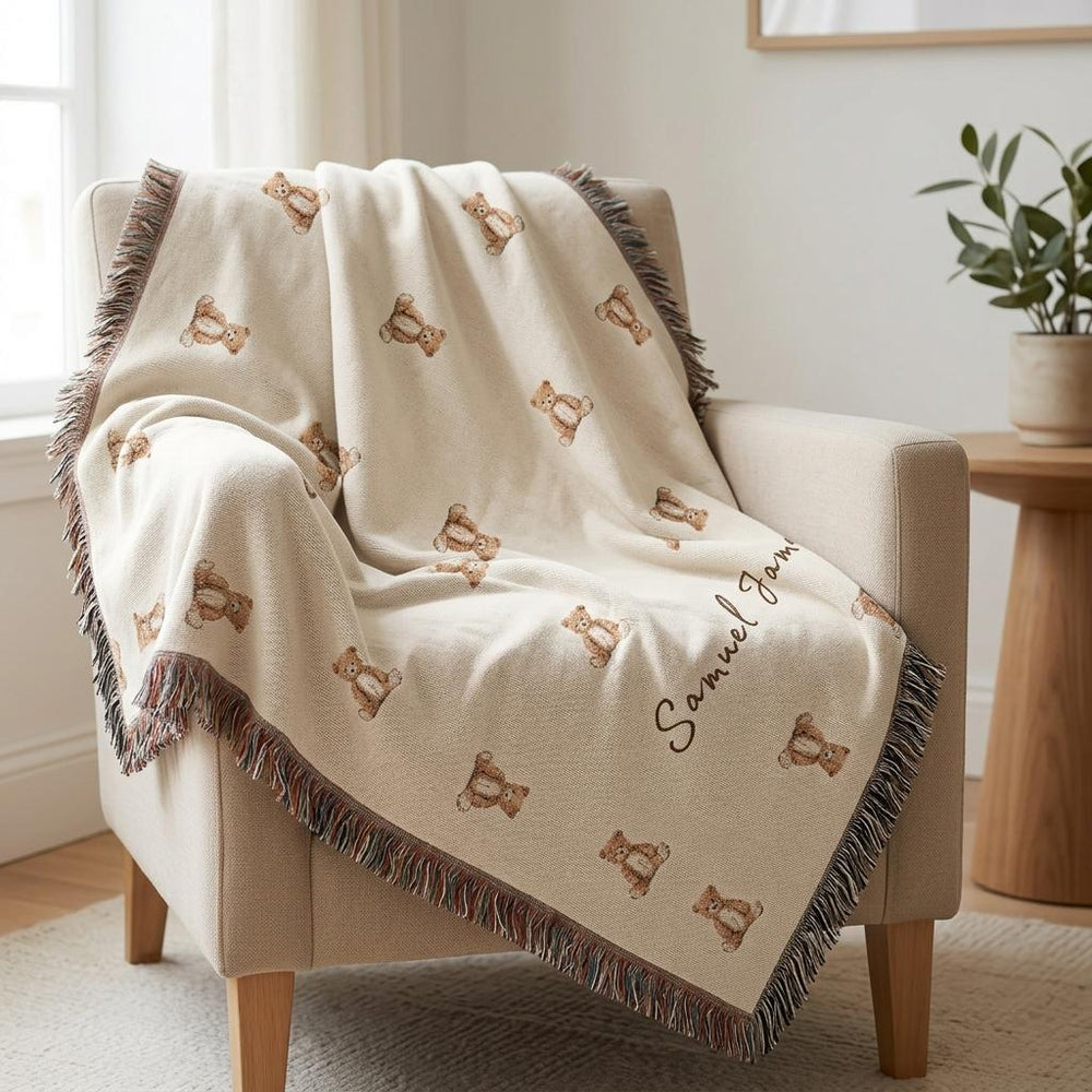 Custom Teddy Bear Woven Blanket