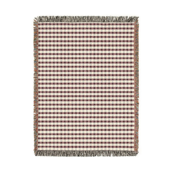Christmas Plaid Woven Blanket Burgandy Forest Green