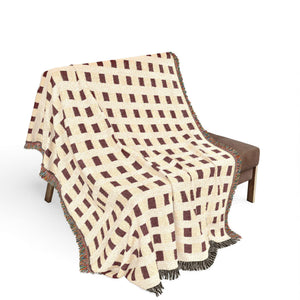 Burgundy Cream Plaid Woven Blanket Christmas Throw