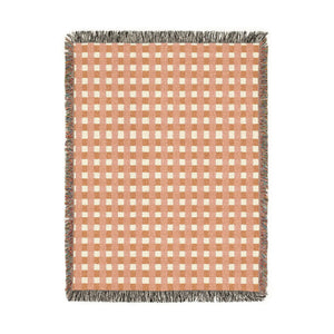 Burnt Orange Cream Plaid Woven Blanket