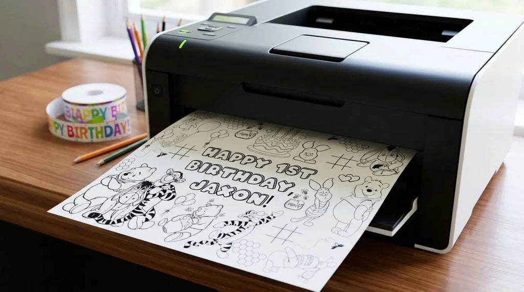 Pooh Birthday Coloring Placemat | Editable Canva Template