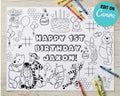 Pooh Birthday Coloring Placemat | Editable Canva Template