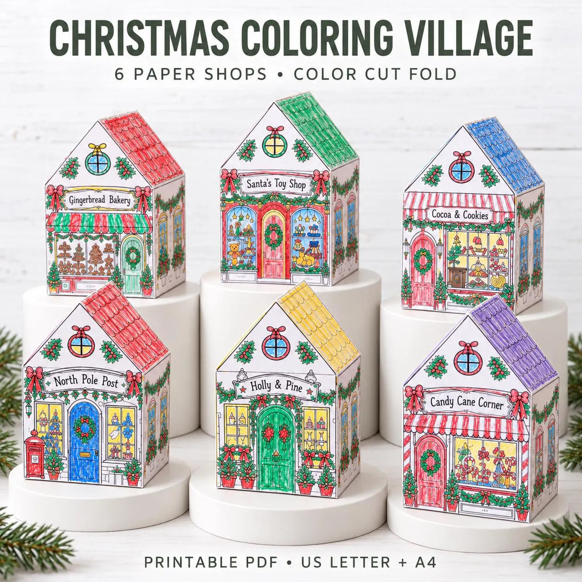 Christmas Village Printable Paper House Craft