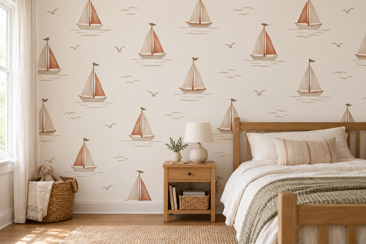 Little Sailboats wallpaper child's bedroom