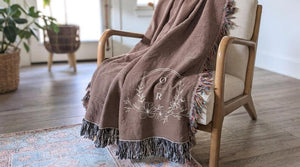 Personalized Mauve Floral Initial Blanket