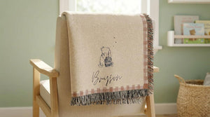 Personalized Vintage Bear Plaid Blanket