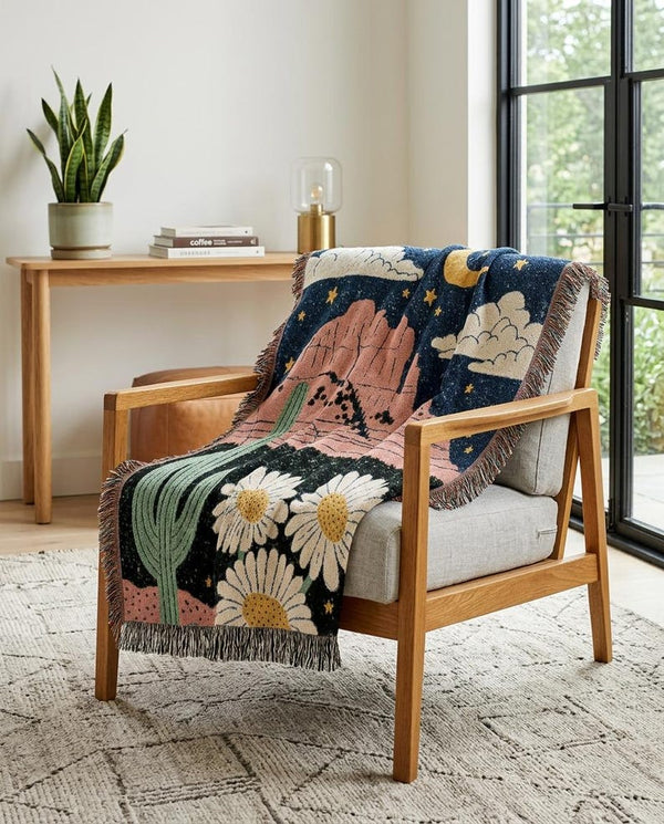 Celestial Desert Cactus Woven Blanket