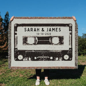 Personalized Cassette Tape Woven Blanket