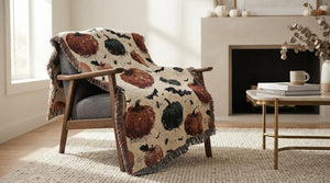 Pumpkin and Bat Woven Blanket