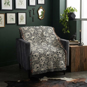 Black and White Skull Woven Blanket