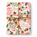 Personalized Gingham Stockings Christmas Wrapping Paper styled with natural jute twine