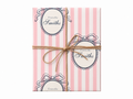 personalized pink stripe wrapping paper gift box with jute twine