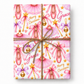 Personalized Sugarplum Ballet Christmas Wrapping Paper styled with natural jute twine