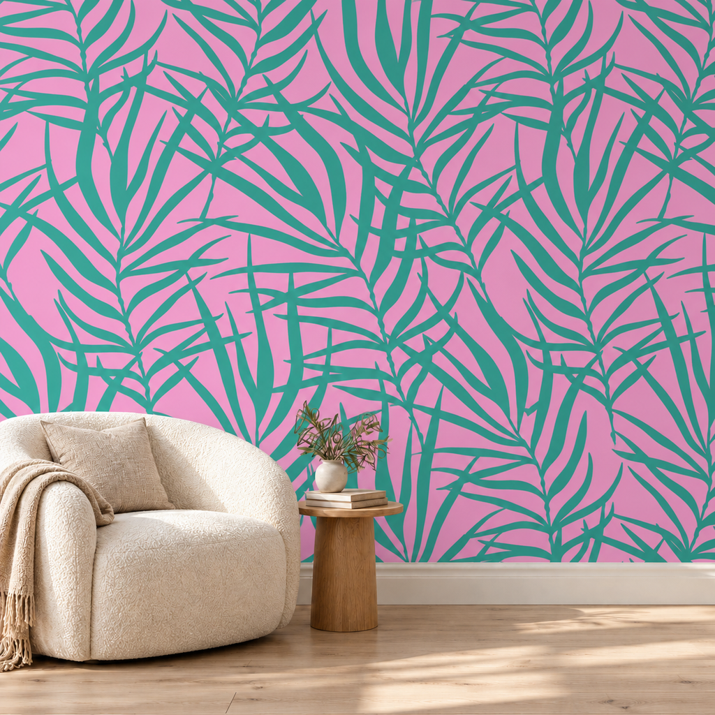 Palm Leaf wallpaper reading nook mockup
