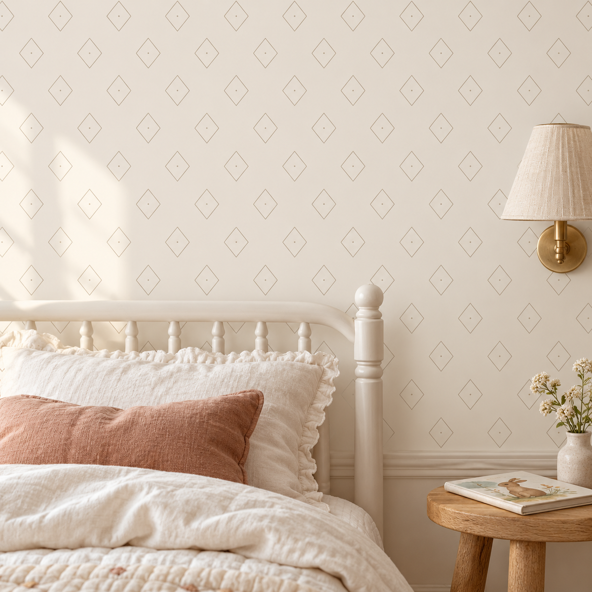 Sand Hand-Drawn Diamonds Wallpaper additional lifestyle room view
